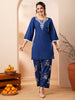 Janasya Blue Straight Cotton Co-Ords - Dista
