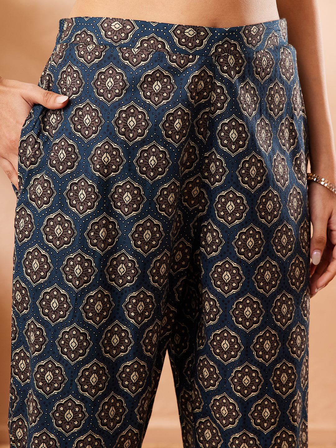Janasya Beige Straight Cotton Co-Ords - Dista