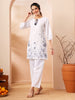 Janasya White Straight Cotton Co-Ords - Dista