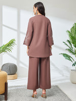 Thumbnail for Janasya Brown A-Line Cotton Co-Ords - Dista