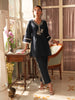 Janasya Navy Blue Straight Cotton Pant Co-ord Sets - Dista