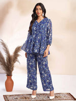 Thumbnail for Janasya Multi A-Line Georgette Pant Co-ord Sets - Dista