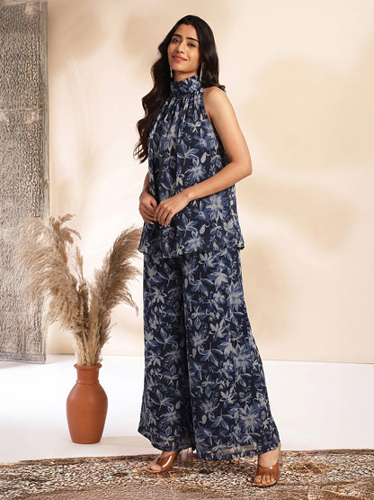 Janasya Black A-Line Georgette Pant Co-ord Sets - Dista