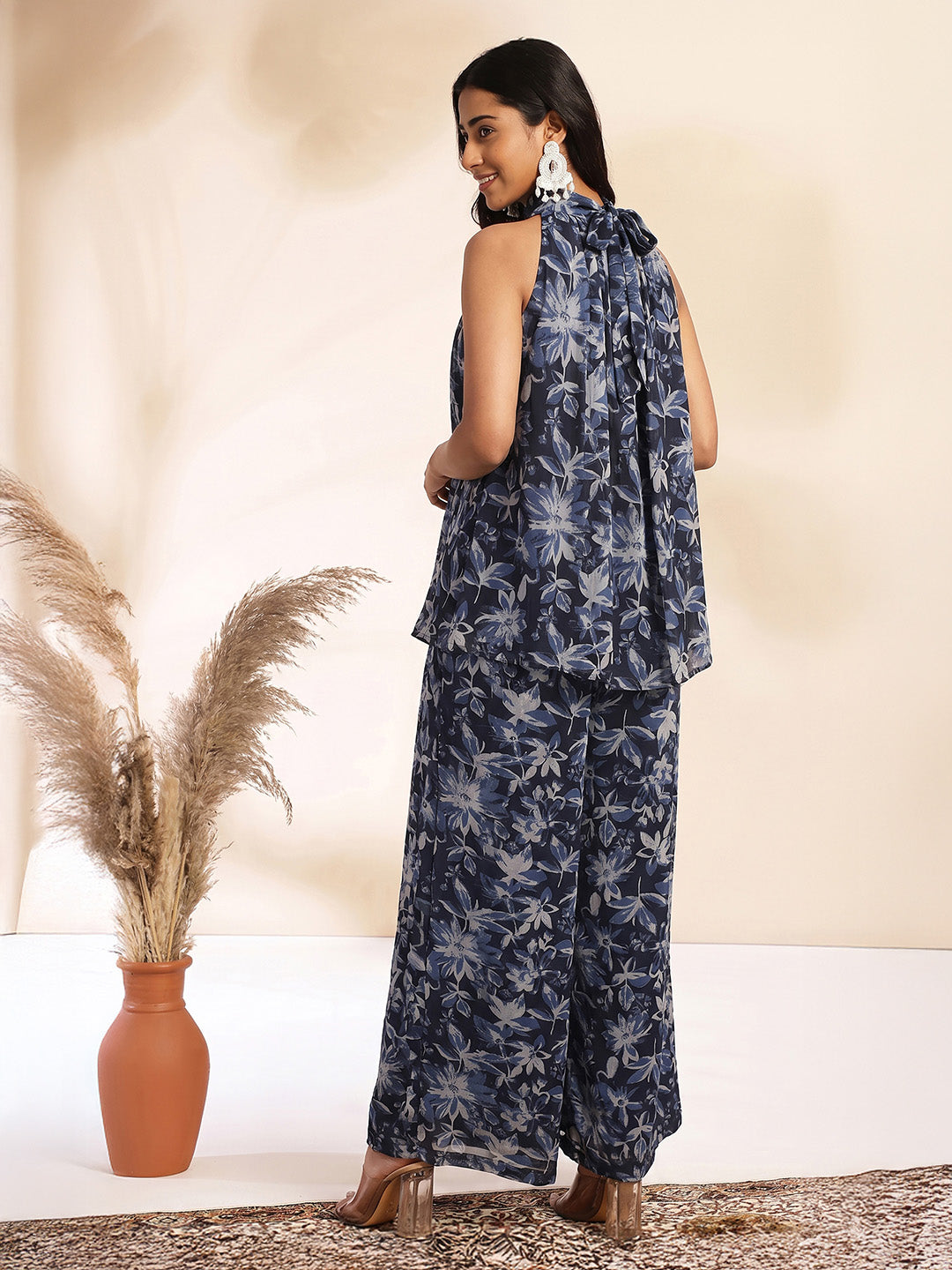 Janasya Black A-Line Georgette Pant Co-ord Sets - Dista