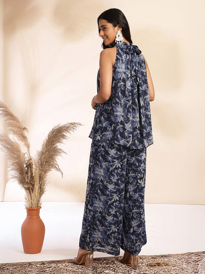 Janasya Black A-Line Georgette Pant Co-ord Sets - Dista