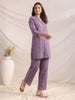 Janasya Lavender A-Line Dobby Chiffon Pant Co-ord Sets - Dista