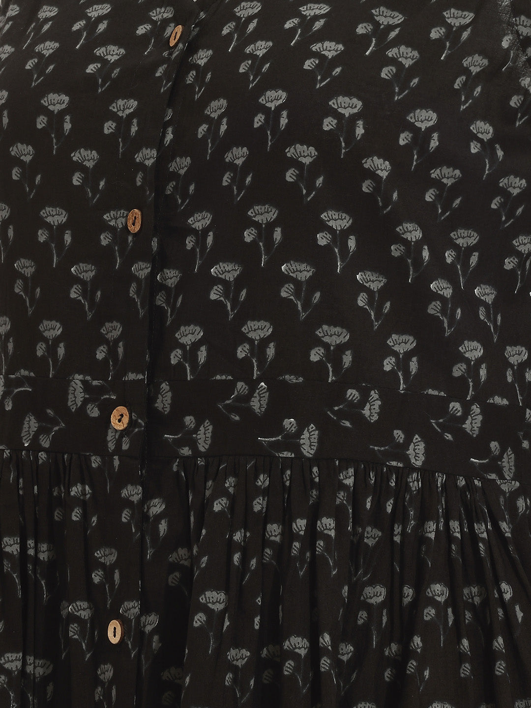 Janasya Black A-Line Cotton Dress - Dista