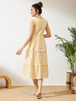 Thumbnail for Janasya Off White Tiered Cotton Dress - Dista