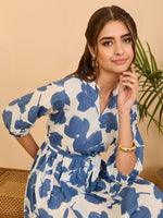 Thumbnail for Janasya White Fit & Flare Cotton Dress - Dista