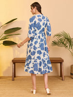Thumbnail for Janasya White Fit & Flare Cotton Dress - Dista