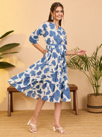 Thumbnail for Janasya White Fit & Flare Cotton Dress - Dista
