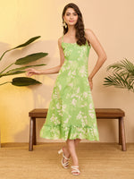 Thumbnail for Janasya Mint A-Line Cotton Dress - Dista