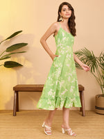 Thumbnail for Janasya Mint A-Line Cotton Dress - Dista