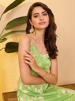 Thumbnail for Janasya Mint A-Line Cotton Dress - Dista