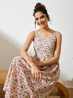 Thumbnail for Janasya Off White A-Line Cotton Dress - Dista