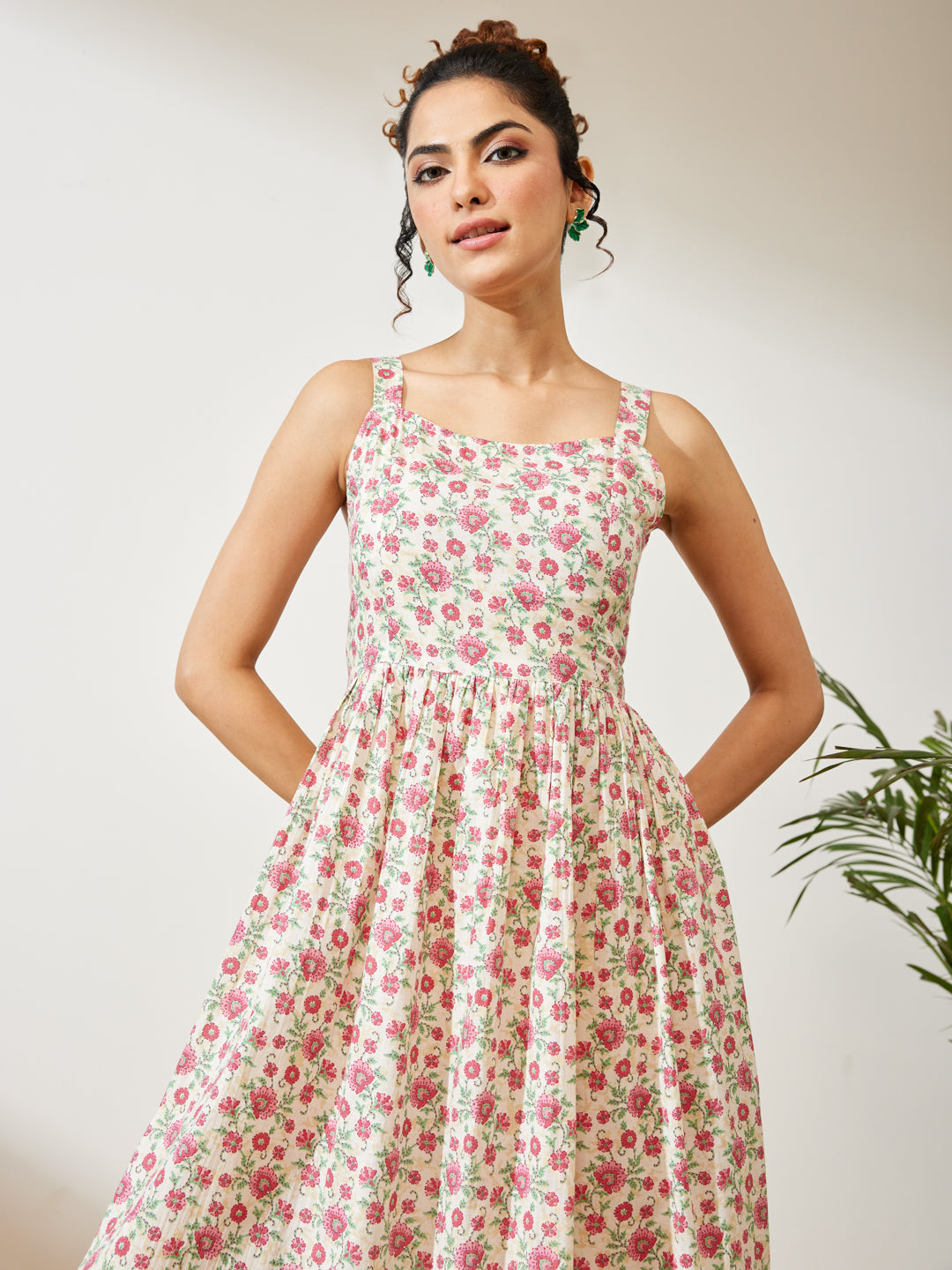 Janasya Off White A-Line Cotton Dress - Dista