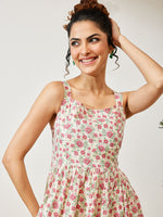 Thumbnail for Janasya Off White A-Line Cotton Dress - Dista