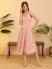 Janasya Rose A-Line Cotton Dress - Dista