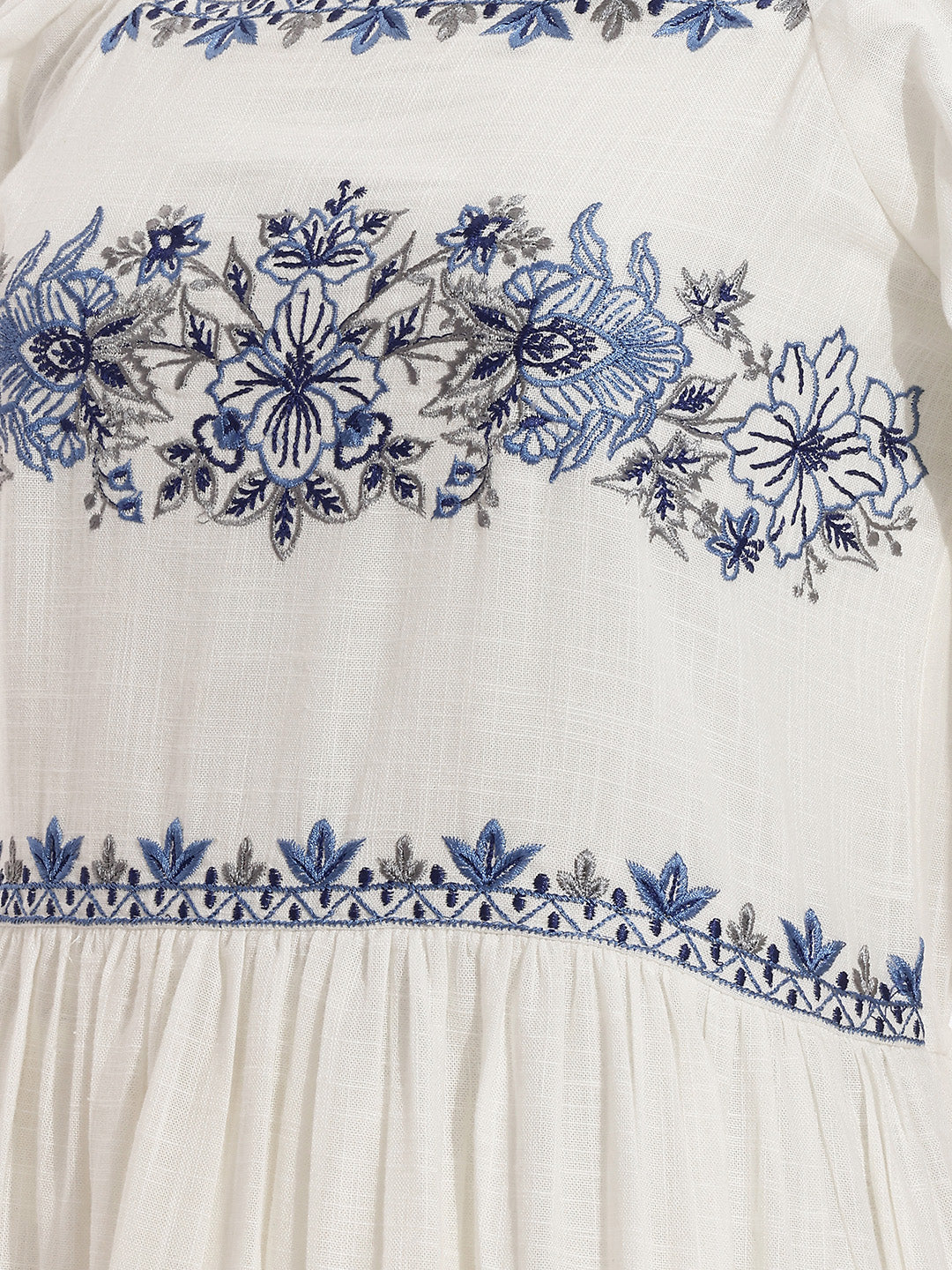 Janasya White Tiered Cotton Dress - Dista