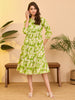 Janasya White A-Line Cotton Dress - Dista