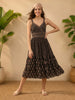 Janasya Brown Tiered Cotton Dress - Dista