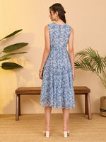 Thumbnail for Janasya Light Blue Tiered Chiffon Dress - Dista