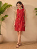 Janasya Red A-Line Cotton Dress - Dista