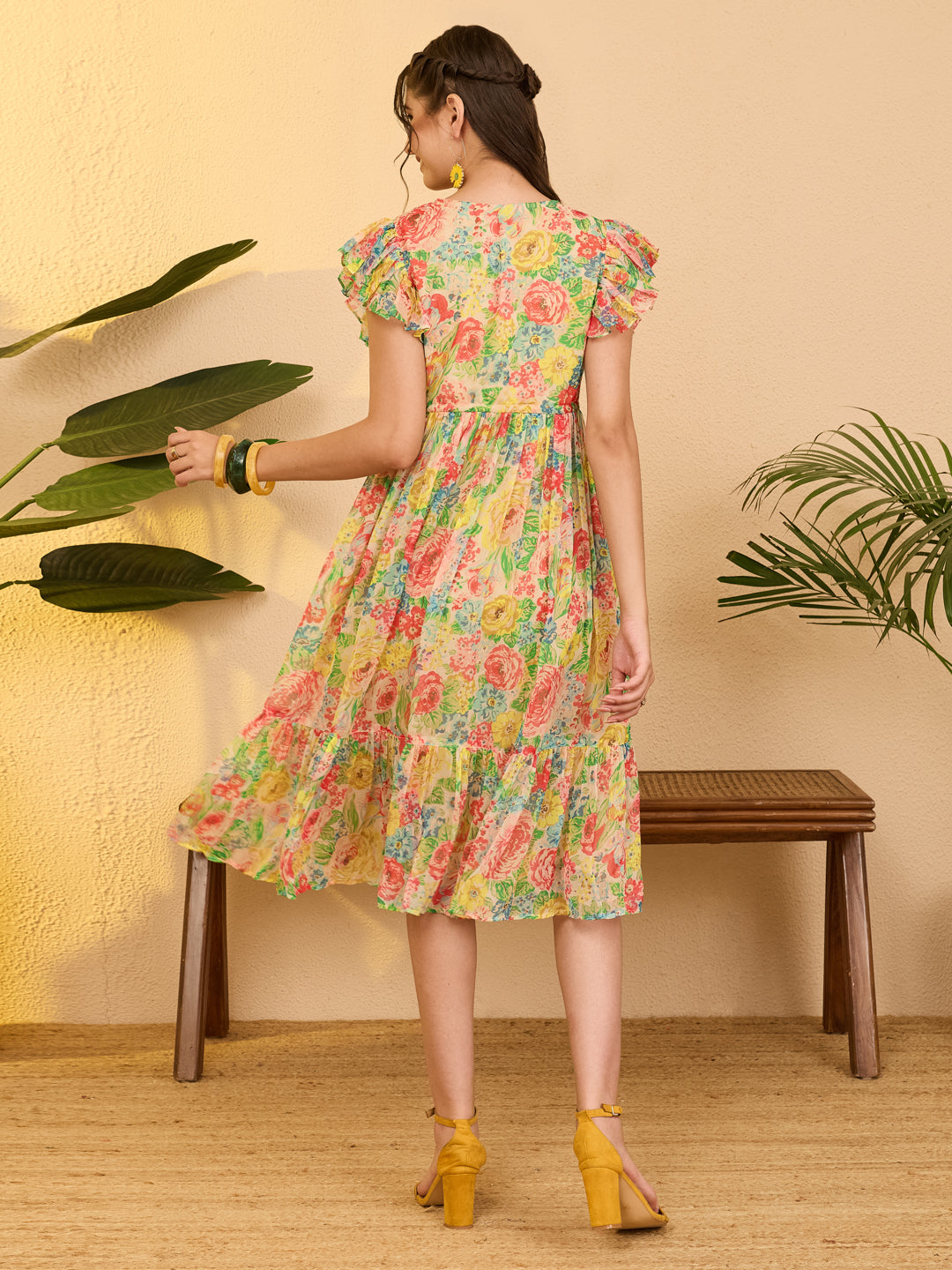 Janasya Multi Fit & Flare Chiffon Dress - Dista