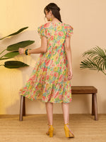 Thumbnail for Janasya Multi Fit & Flare Chiffon Dress - Dista