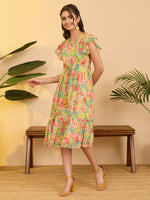 Thumbnail for Janasya Multi Fit & Flare Chiffon Dress - Dista