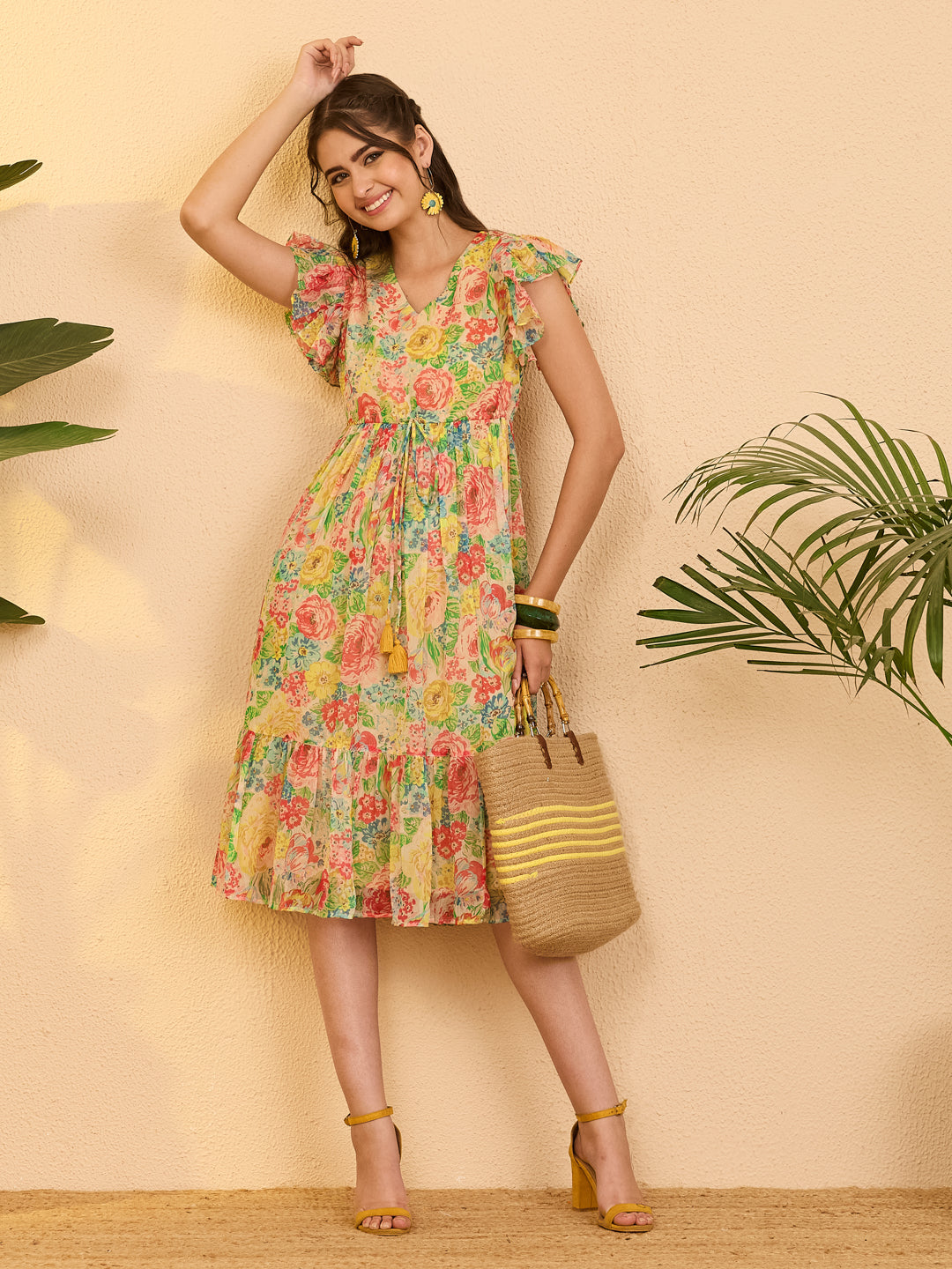 Janasya Multi Fit & Flare Chiffon Dress - Dista