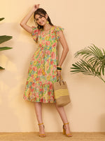 Thumbnail for Janasya Multi Fit & Flare Chiffon Dress - Dista