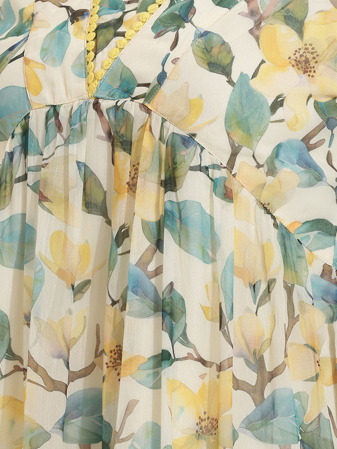 Janasya Yellow Tiered Chiffon Dress - Dista