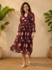 Janasya Brown Wrap Georgette Dress - Dista