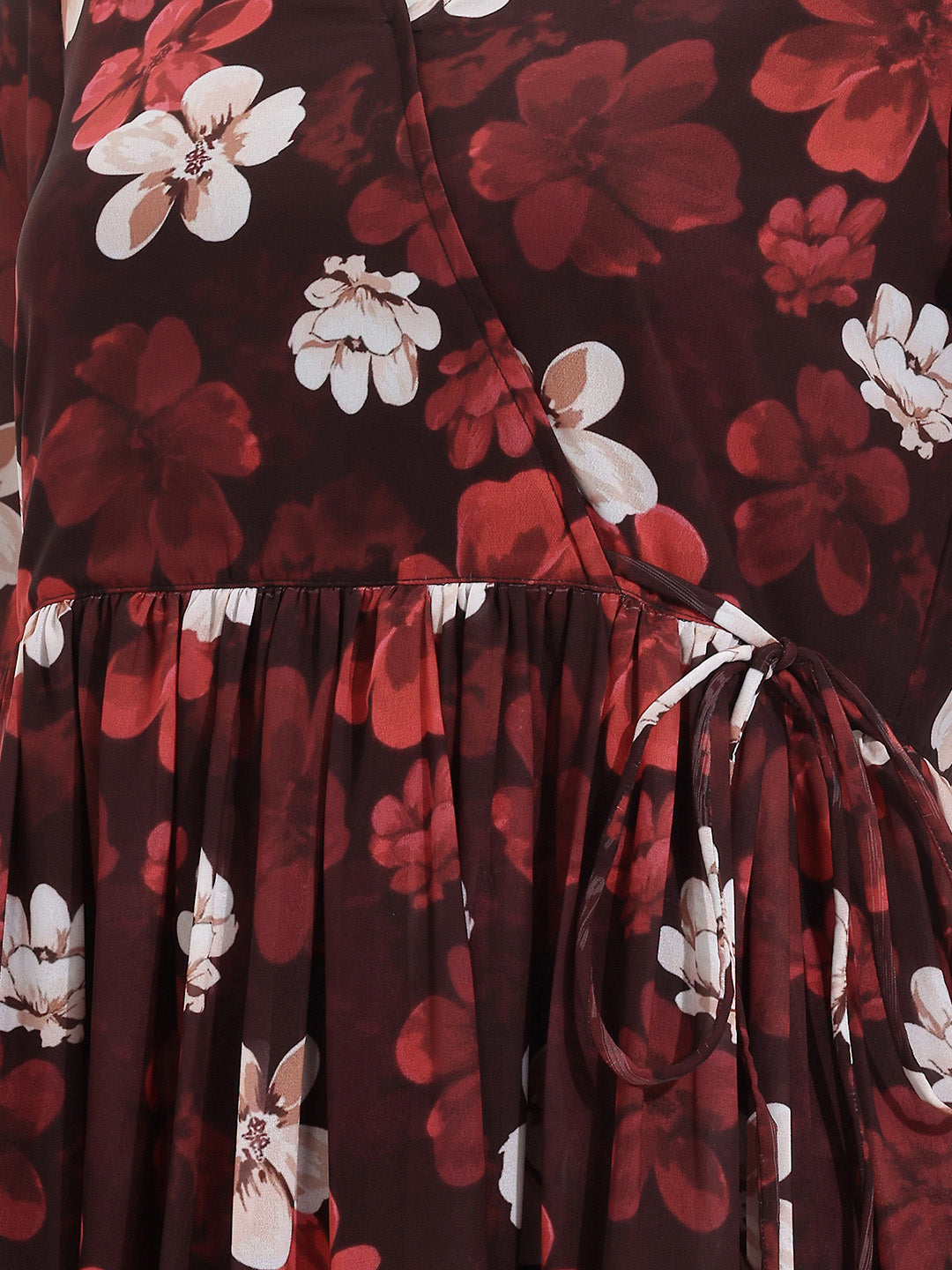 Janasya Brown Wrap Georgette Dress - Dista