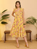Janasya Yellow Tiered Georgette Dress - Dista