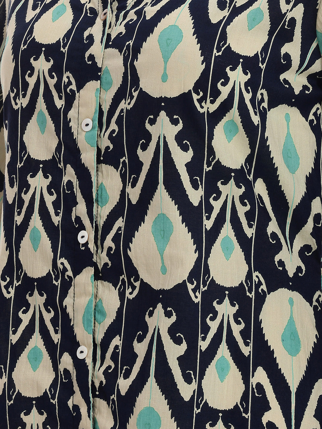 Janasya Navy Blue A-Line Cotton Dress - Dista