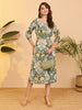 Janasya Sage Fit & Flare Cotton Dress - Dista