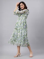 Thumbnail for Janasya Off White A-Line Chiffon Dress - Dista