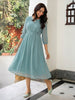 Janasya Powder Blue A-Line Dobby Chiffon Dress - Dista