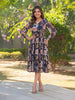 Janasya Purple Fit & Flare Georgette Dress - Dista