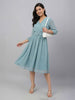 Janasya Aqua Fit & Flare Dobby Chiffon Dress - Dista