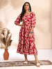 Janasya Pink A-Line Cotton Dress - Dista
