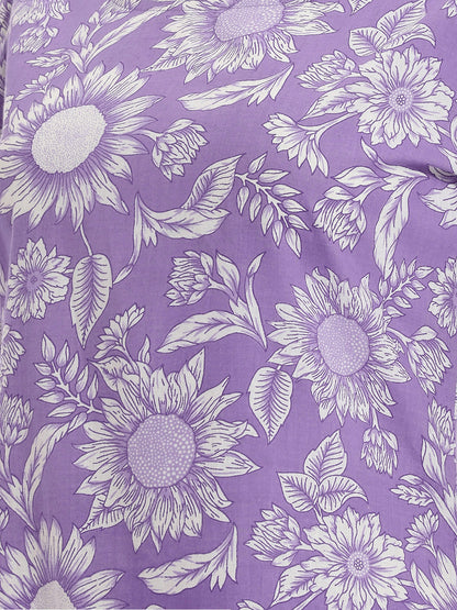 Janasya Lavender A-Line Cotton Dress - Dista