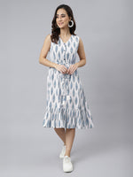 Thumbnail for Janasya White Fit & Flare Cotton Dress - Dista