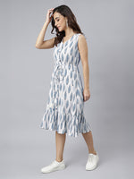 Thumbnail for Janasya White Fit & Flare Cotton Dress - Dista