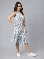 Thumbnail for Janasya White Fit & Flare Cotton Dress - Dista