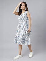 Thumbnail for Janasya White Fit & Flare Cotton Dress - Dista