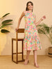 Janasya Beige A-Line Cotton Dress - Dista
