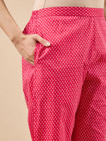 Thumbnail for Janasya Pink A-Line Cotton Kurta & Bottom - Dista